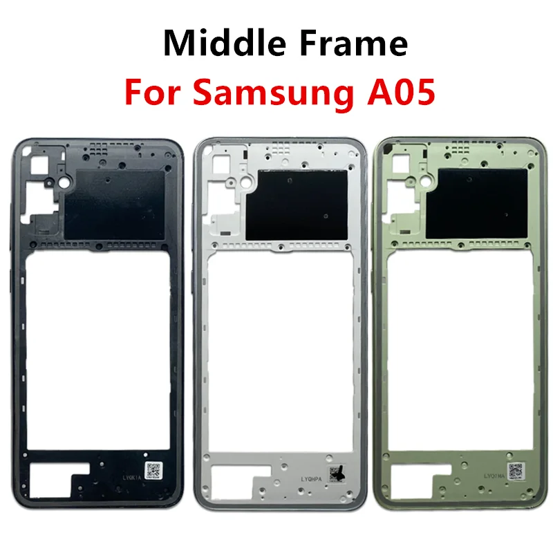 A055 For Samsung Galaxy A05 4G Middle Frame Housing Board LCD Faceplate Bezel Replace Repair Parts + Side Buttons