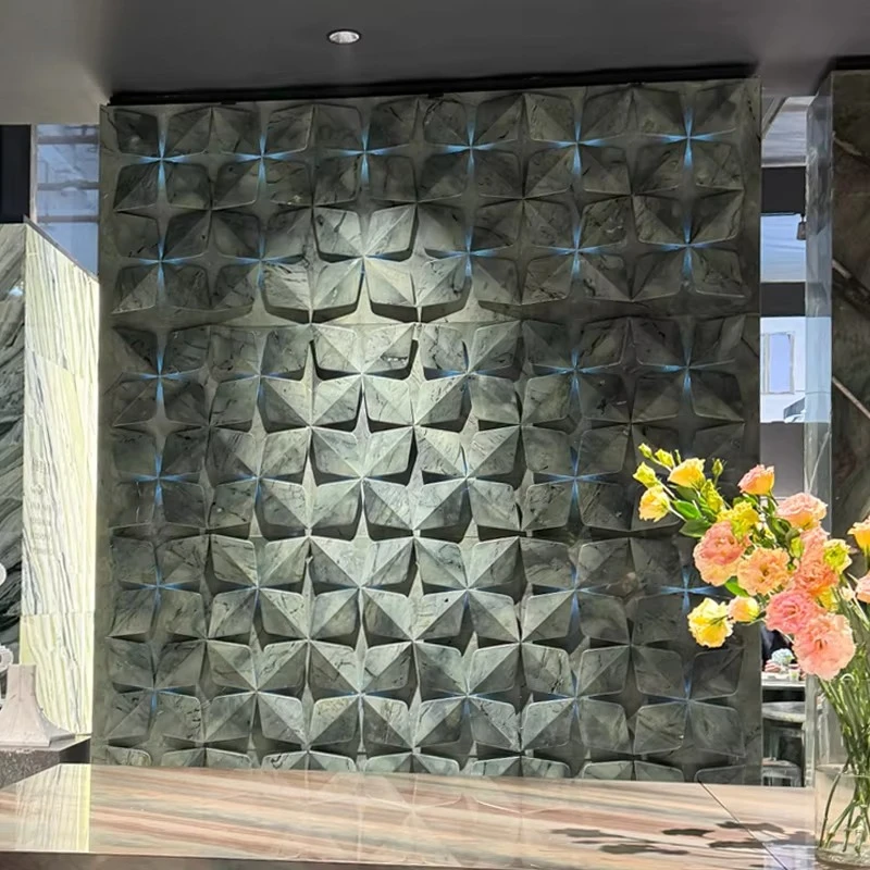 Modern Minimalist Design Natural Marble High Quality 3D Hand Carved Pattern Wall Backdrop