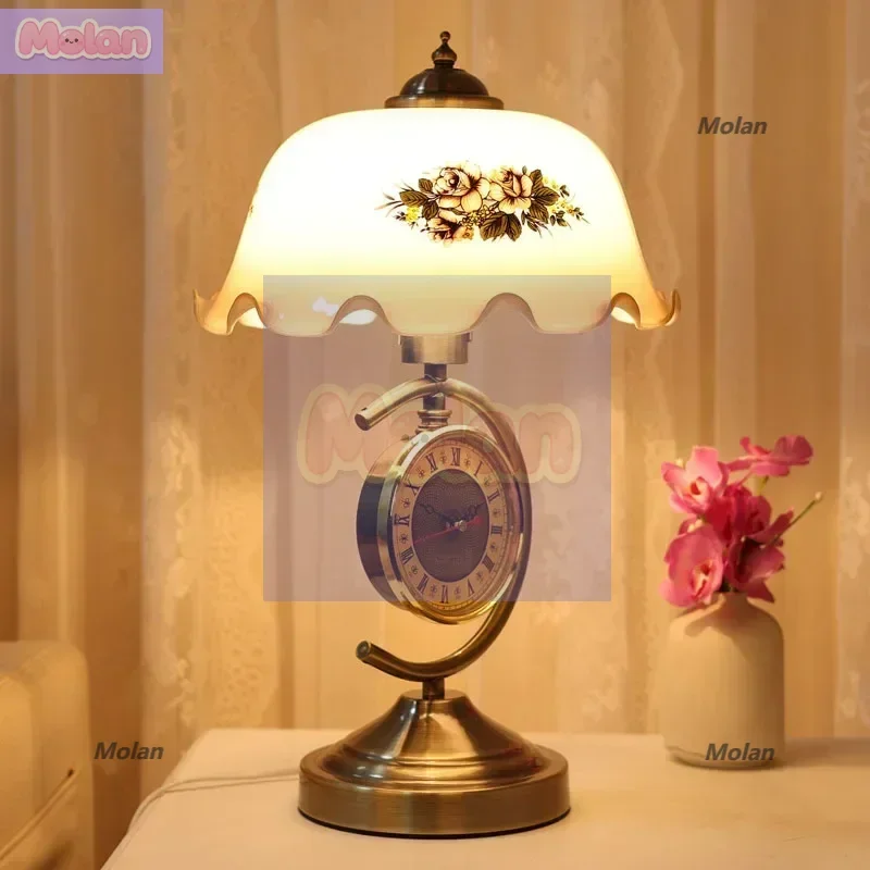 

Retro and nostalgic European style Republican style clock, table lamp, study room, living room, bedside lamp, export factory, on