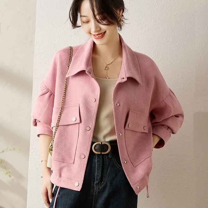 2024 Early Spring High-Grade Women Suede Jacket Female Fashion Loose Short Outcoat Temperament Casual Versatile Outerwear