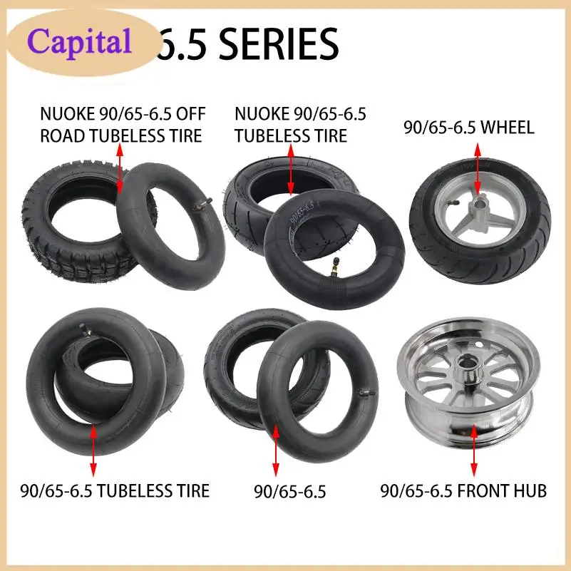 90/65-6.5 Vacuum Tire with hub 11 Inch Refitted for Dualtron Thunder Electric Scooter Ultra Wear-resisting Tubeless Road Tyre