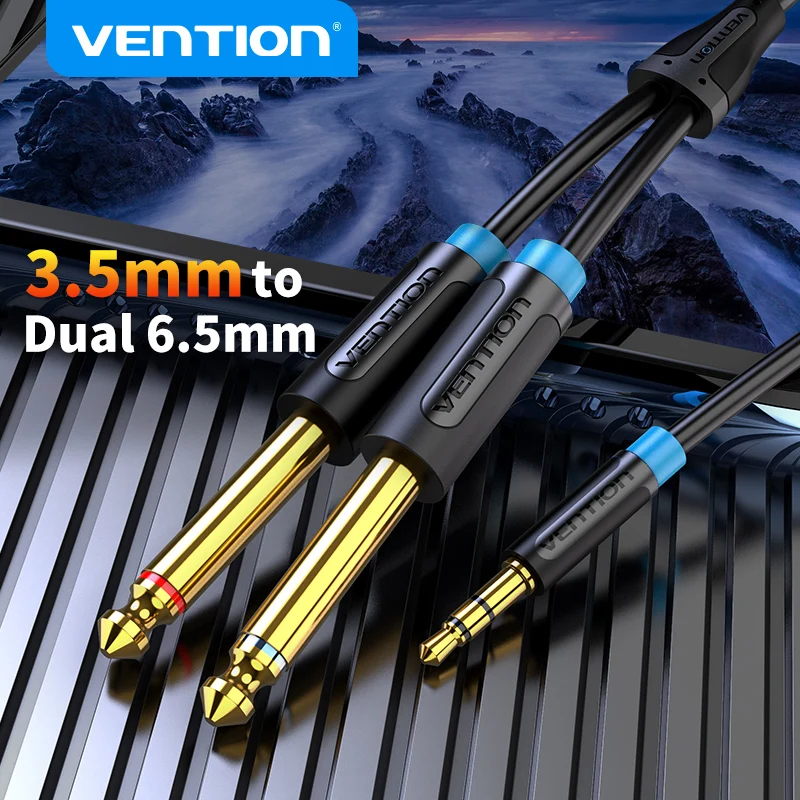 Vention 3.5mm to Dual 6.5mm Adapter Jack Audio Cable Double 6.35mm Male 1/4' Mono Jack to Stereo 1/8' 3.5mm Jack Aux Cord