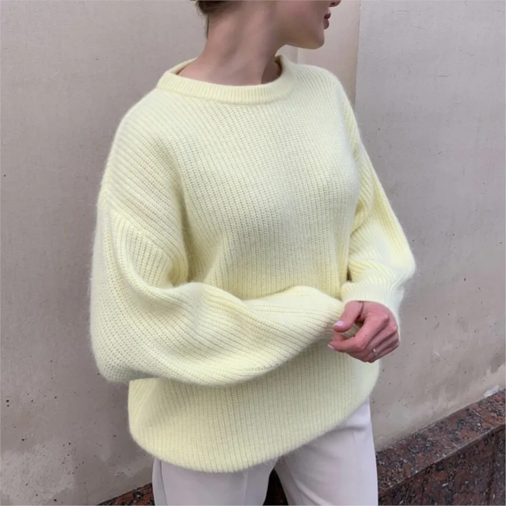 Mode Nachahmung Nerz Pullover Für frauen Herbst Und Winter Neue Stil Faul Lose Weiche Strickte Weibliche Vielseitig Tops 2025