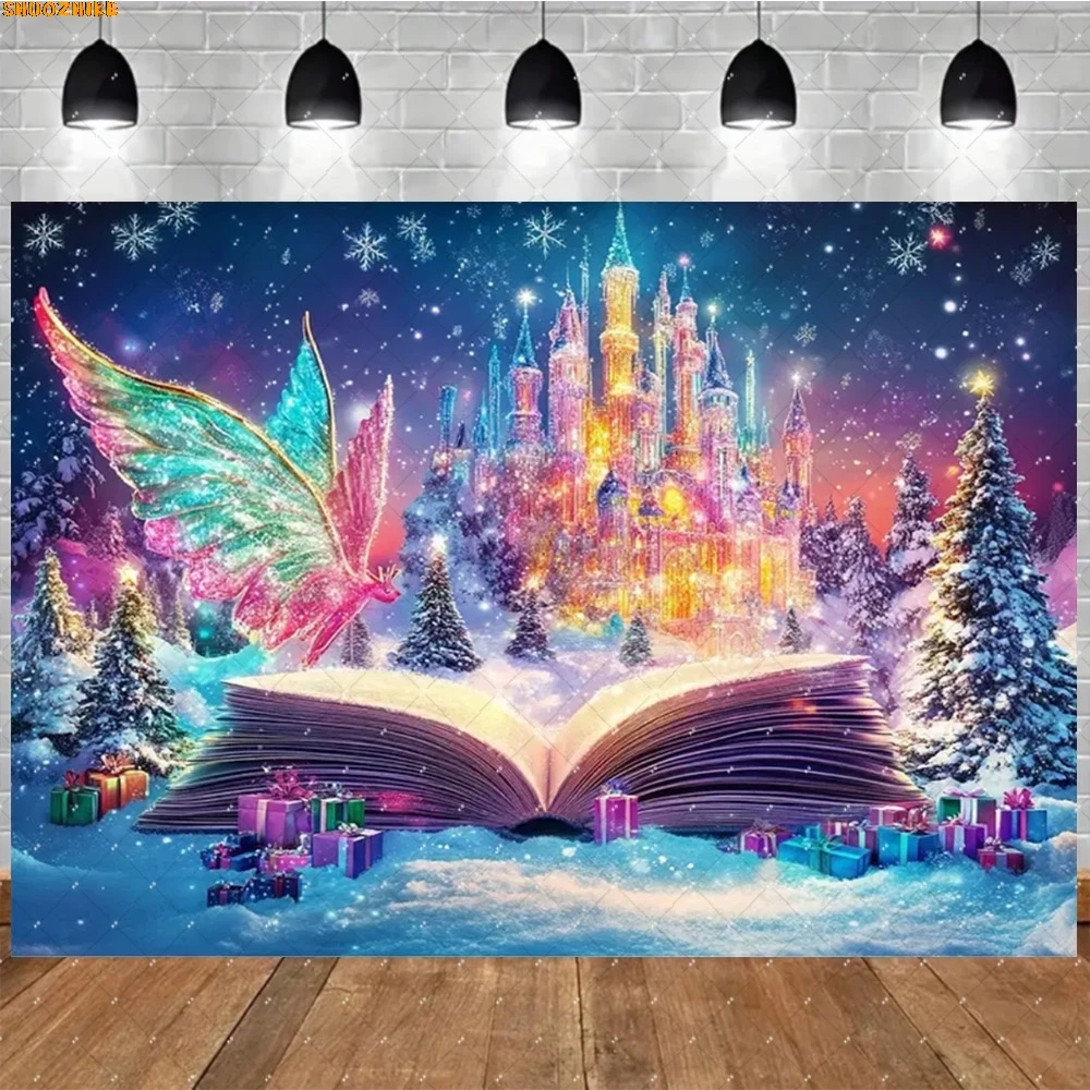 خرافة كتاب موضوع خلفيات للتصوير الفوتوغرافي الدعائم القلعة فراشة زهرة الغابات الزفاف عيد ميلاد استوديو الصور خلفية BK-01 #4