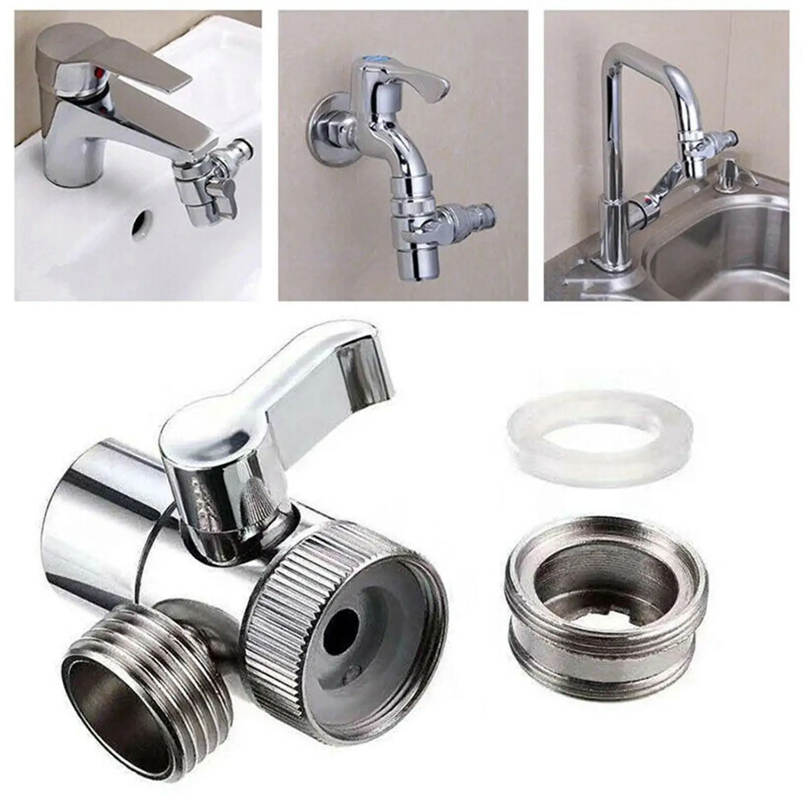 M22 M24 Faucet Diverter Valve 1/4 Turn Water Switch Adapter Kitchen Sink Tap Connector for Bidet Sprayer