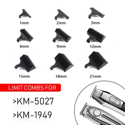 Para Kemei KM-5027, 1949, 5098, 9163, 5021, Etc. Peine de límite recortador de pelo, protectores negros universales, guía de corte de pelo de peluquería