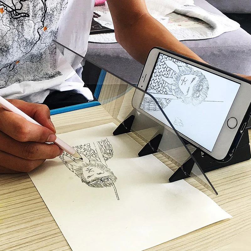 Drawing Drawing Toys Projection Kids LED Copy Board Projector Painting Tracing Board Sketch Specular Reflection Phone Holder