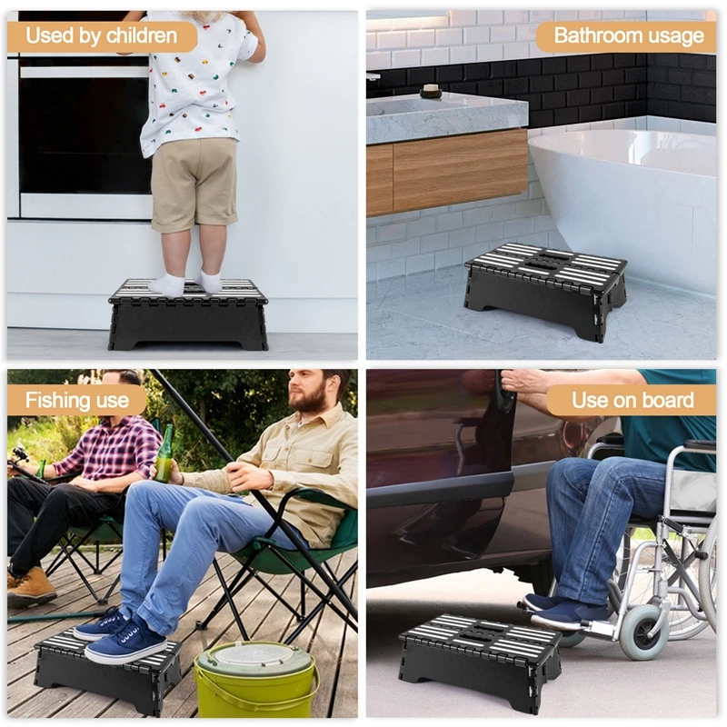 Non-Slip Small Compact Folding Flat Step Stool Heavy Duty Portable