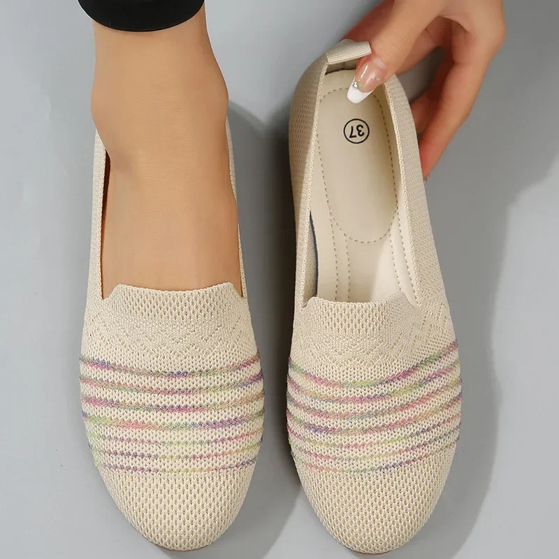 Japan and South Korea new women's flying woven flat-soled single shoes cross-border shallow mouth foot cover lazy work shoes