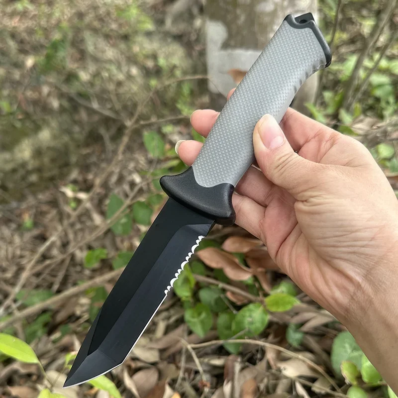 2024 New Outdoor Knife Fixed Blade Knife Military Camping Hunting Knives Tanto Blade W/Sheath Rubber Handle Edc Paring Tools