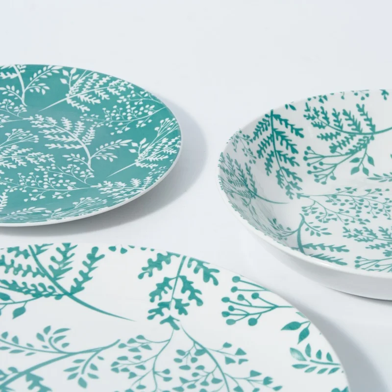 Custom New Floral Design Decal Print Dinner Porcelain Plate Set Beautiful Plates and Plants with Plant Patterns