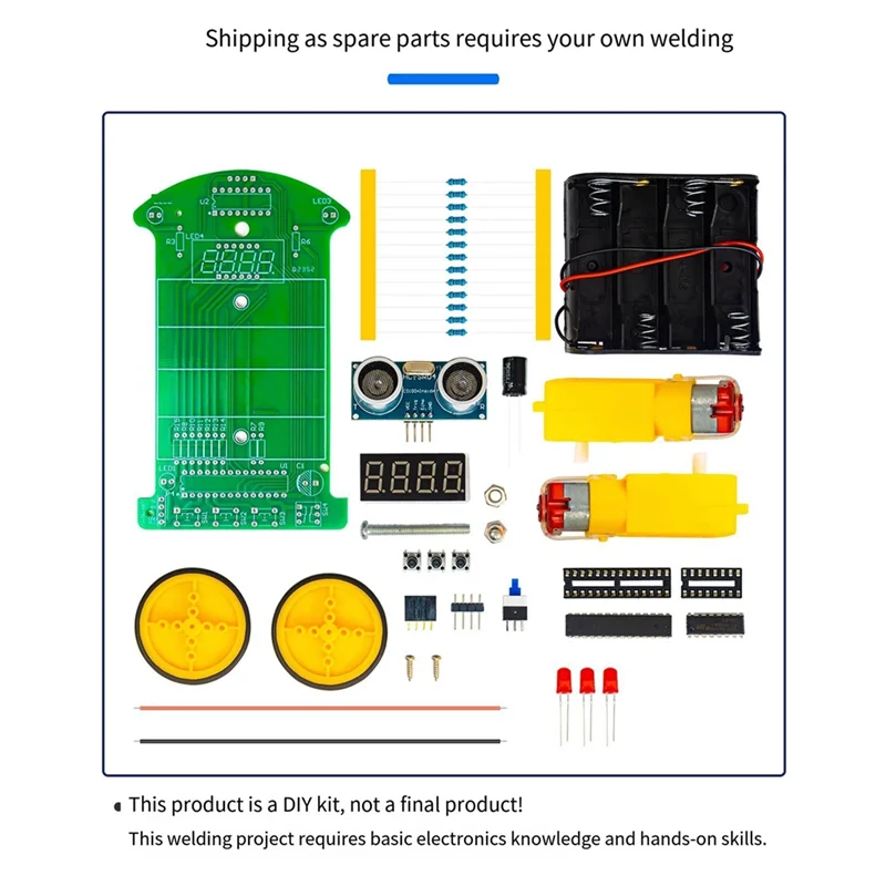 ABKR-DIY Ultraschall-Entfernung und Hindernisvermeidung Auto-Schweißset Mikrocontroller Smart Car Programming Practice Langlebig Easy T