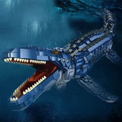 Mosasaurus Bricks Toys Big Size Dinosaur Figures T Rex Jurassic Model Building Blocks Dino Velociraptor Brontosaurus Spinosauru