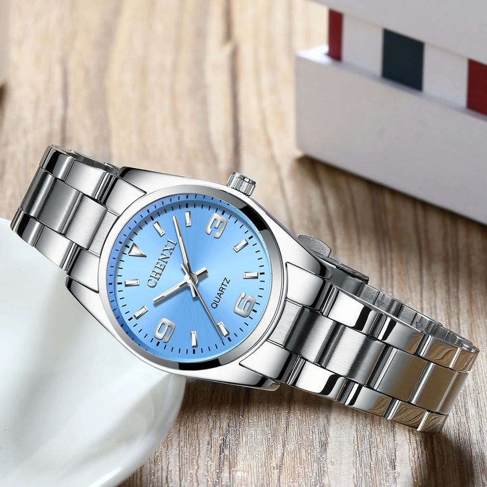 CHENXI Fashion Watches for Women High Quality Quartz Watch Elegant Dress Ladies Stainless Steel Wristwatches White Dial