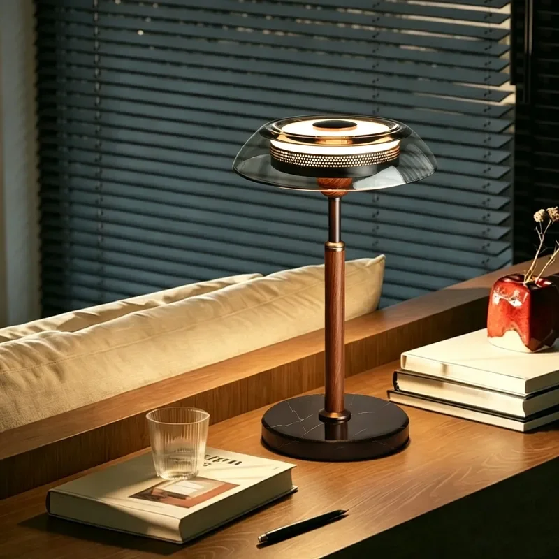Italian Luxury Glass UFO Table Lamp Modern Designer Bedside Light for Bedroom Study Ambient Decor High End Nightstand