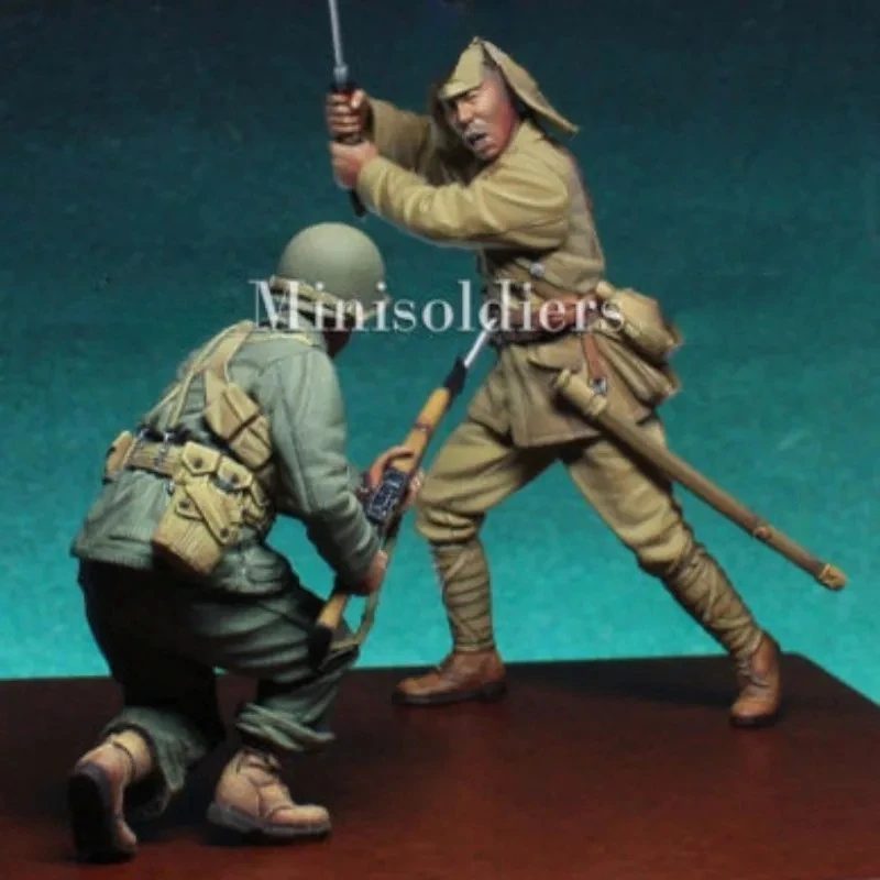 Mini-Miniatur-Soldat aus Kunstharz im Maßstab 1:35, US-Soldat und Feind-Miniatur-Statement, unmontiert, unbemalt, 2378