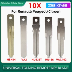 10Pcs Original Uncut Blank For Peugeot Citroen Nissan Renault Duster Kwid Sandero Logan NSN14 VAC102 HU136 VA2 Car Key Blade