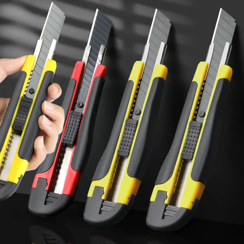 Cutter Blade Utility Knife Plastic Handle Coated Blade Cutter Safety Box Opener Tool Office Home Cutting Tools