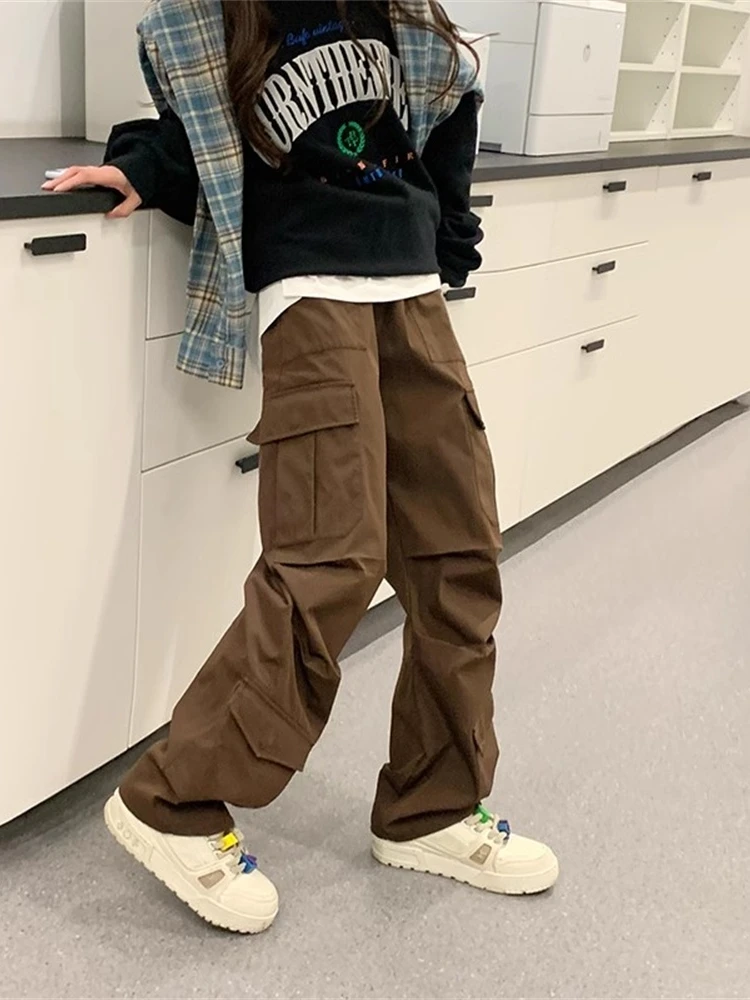 

American Retro Coffee Color Workwear Pants Trendy Oversize Loose Straight Leg Long Trousers for Men Casual Faionable Jeans