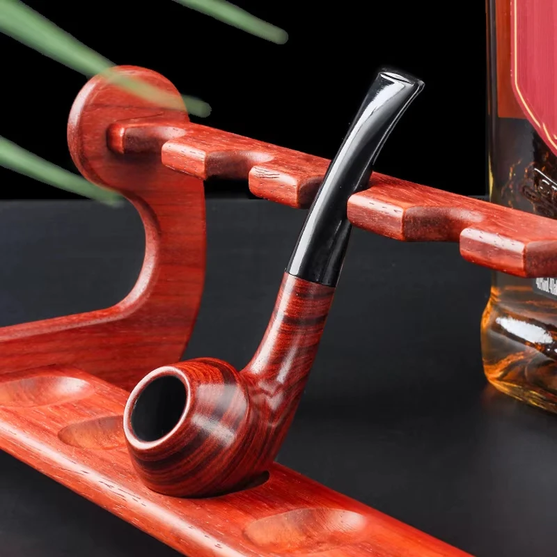 

Red Sandalwood Smoking Tobacco Pipe Traditional Bent Wooden Tobacco Smoking Pipe Solid Wood Smoking Tobacco Pipe Men's Gift