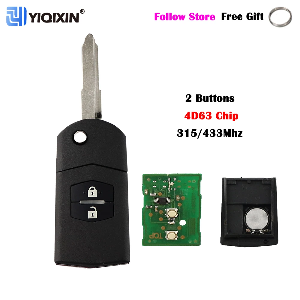 

YIQIXIN 315/433Mhz Flip Car Key For Mazda 3 6 M2 M3 M5 M6 M8 Demio 2 Axela Premacy Atenza 2006-2011 CX7 CX9 Fob Remote 4D63 Chip