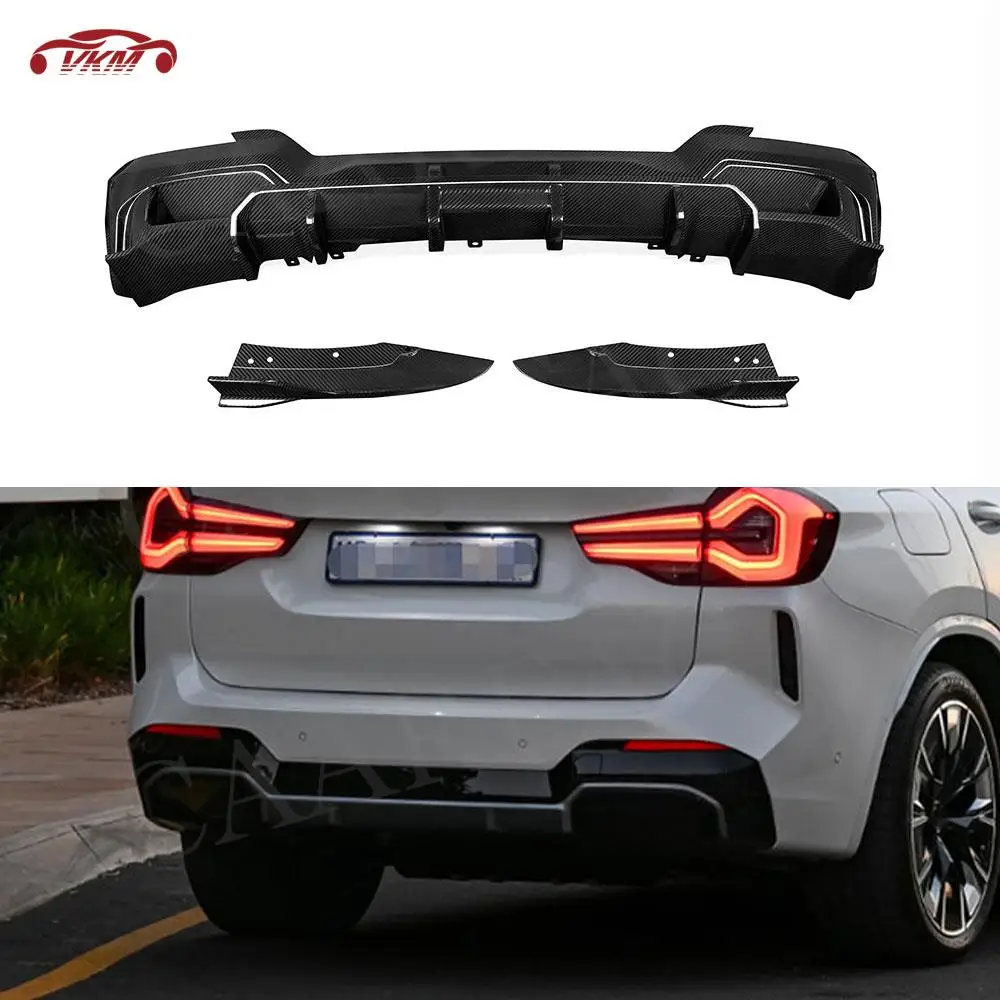 

Rear Bumper Lip Diffuser Side Splitters Spoiler For BMW iX3 G08i 2022 Dry Carbon Fiber Back Bumper Scratch Protector FRP BodyKit