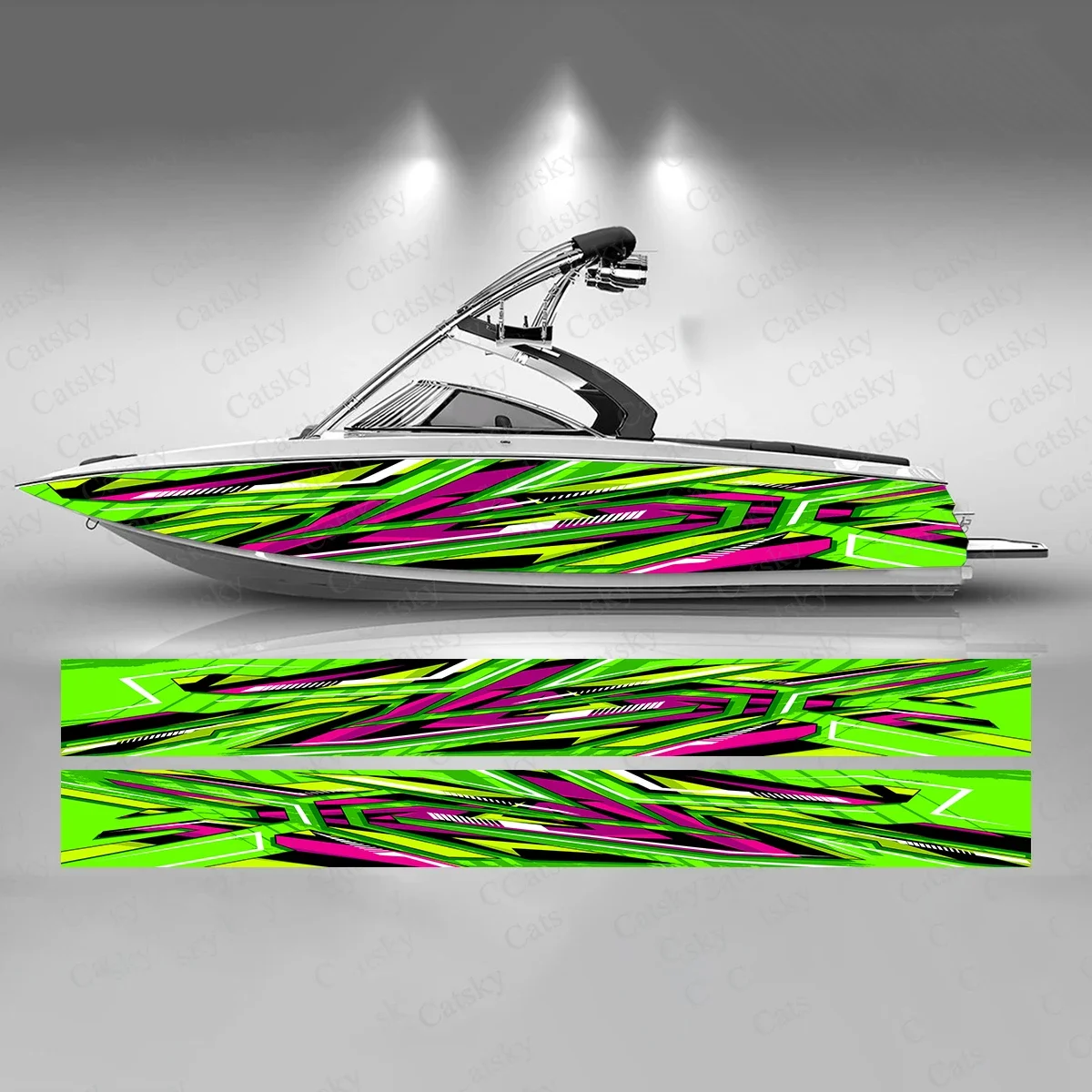 

Gradient Stripes Colorful Messy Interleave Boat Sticker Vinyl Ship Pontoon Deck Boat Fishing Decorative Pontoon Boats Decal