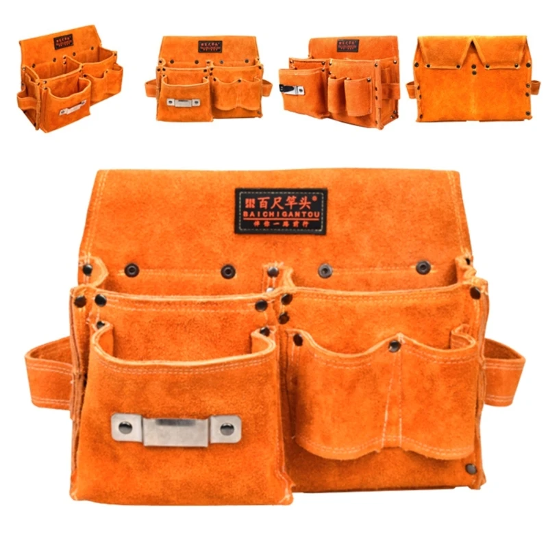 Multi-function Waist Bag Hardware Tool Repair Tool Bag Cow Leather Storage Bag for Woodworkers