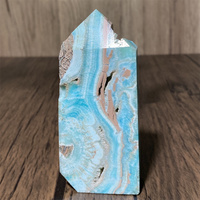Natural Energy Gemstone Caribbean Calcite Healing Blue Hemimorphite  Ore Mineral Obelisk Crystal Tower Point Home Decoration