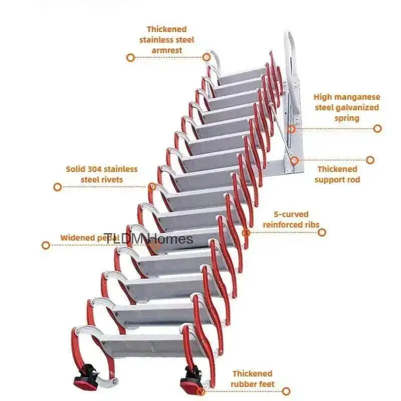 Folding Furniture Invisible Multifunctional Ladder Indoor Home Outdoor Telescopic Stairs Aluminum Alloy Thickened Ladders