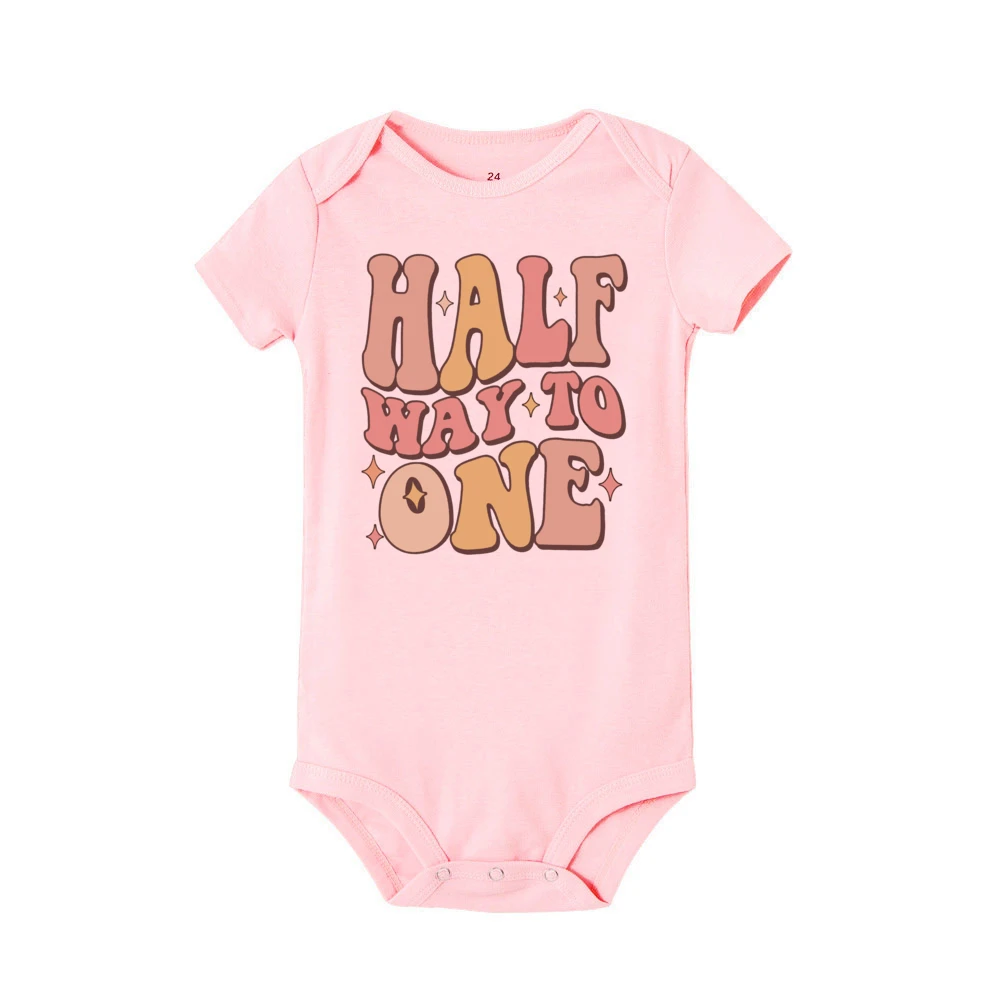 Half Way To One Birthday Baby pagliaccetto Baby Half Party outfit Infant 6 mesi Old body 6 mesi photobot 1/2 Birthday Shirt