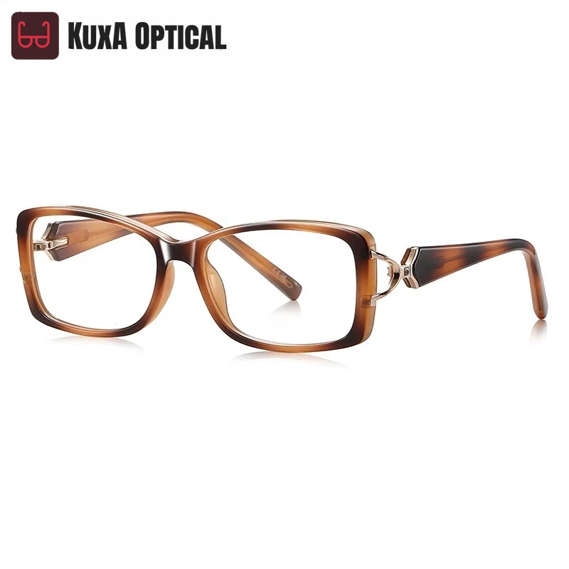 KUXA نمط جديد شخصية هندسية مربع تصميم الأزياء المرأة مكافحة نظارات الضوء الأزرق تخصيص وصفة طبية LS201