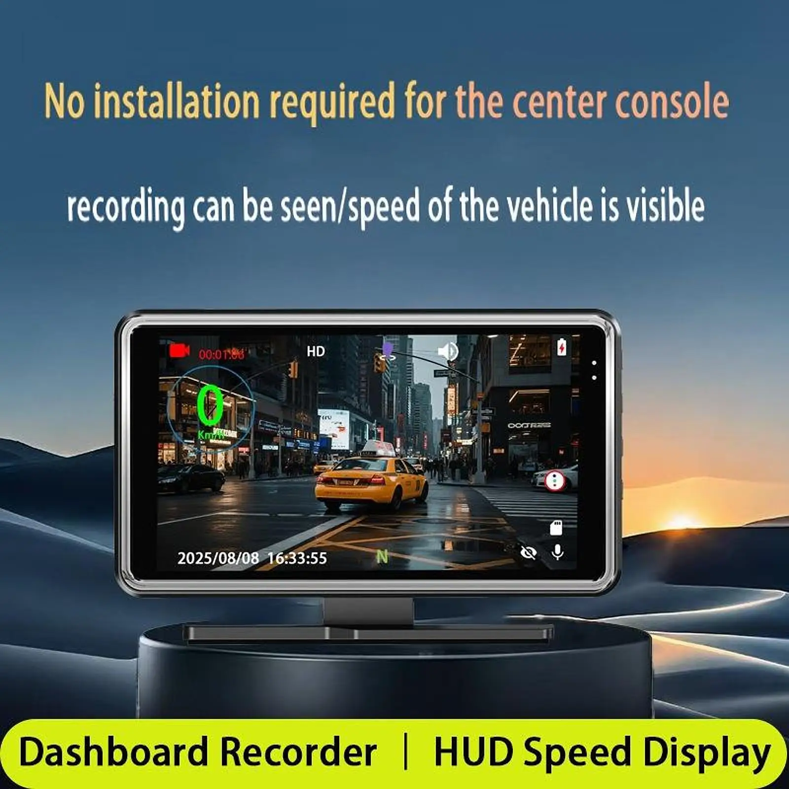 

Dual Display Car Head up Digital Speedometer Dash Cam with Night View Real Time Monitoring for Automobiles Vehicle Safety