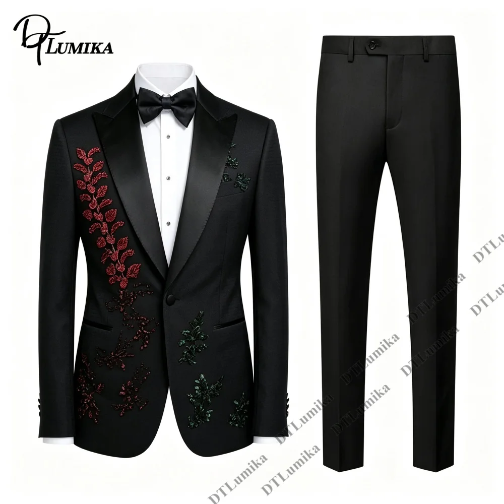 Groom Wedding Suits Made‑to‑Order Men Artistic Formal 2‑Piece Suit Fashion Blazer Trousers Gentleman Attire for Pageant Ceremony