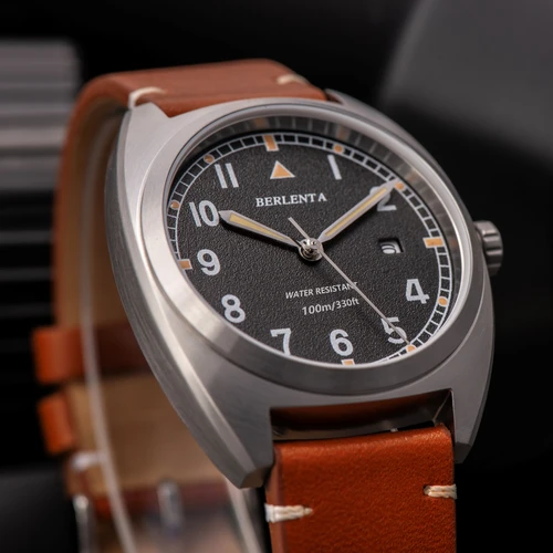 Imagen 2 del producto Relojes de cuarzo de piel de vaca de la marca BERLENTA, reloj de pulsera para hombre, reloj deportivo militar de lujo