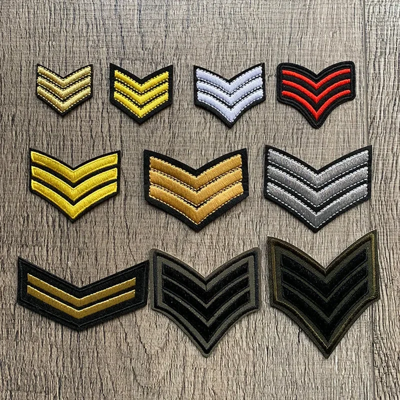 5pcs Brand Gold Silver Military Rank Embroidered Patches for Clothing Tactical Army Logo Iron on Clothes Badge Iron-on Applique