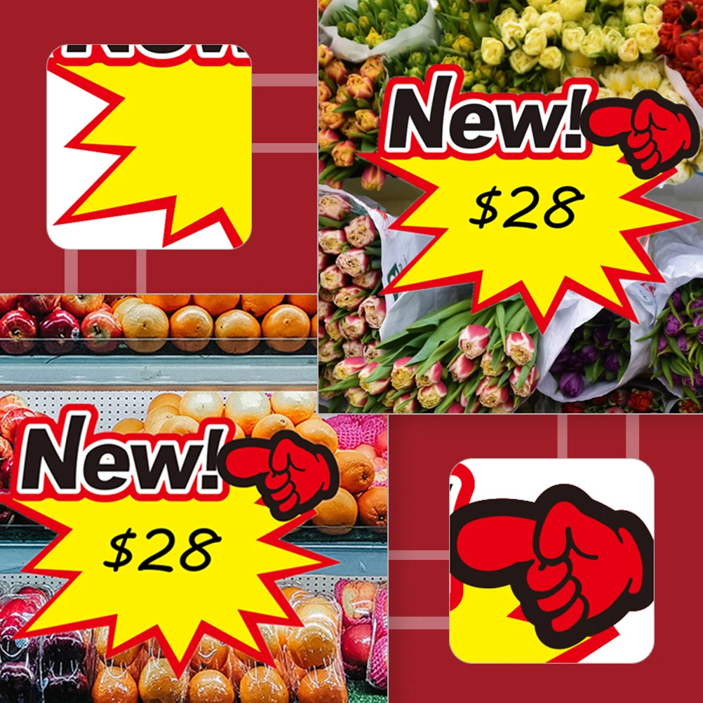 

50Pcs Commodity Price Signs Reliable Paper Material Bright Colors Sales Event Promotional Tags Promotional Price Signs