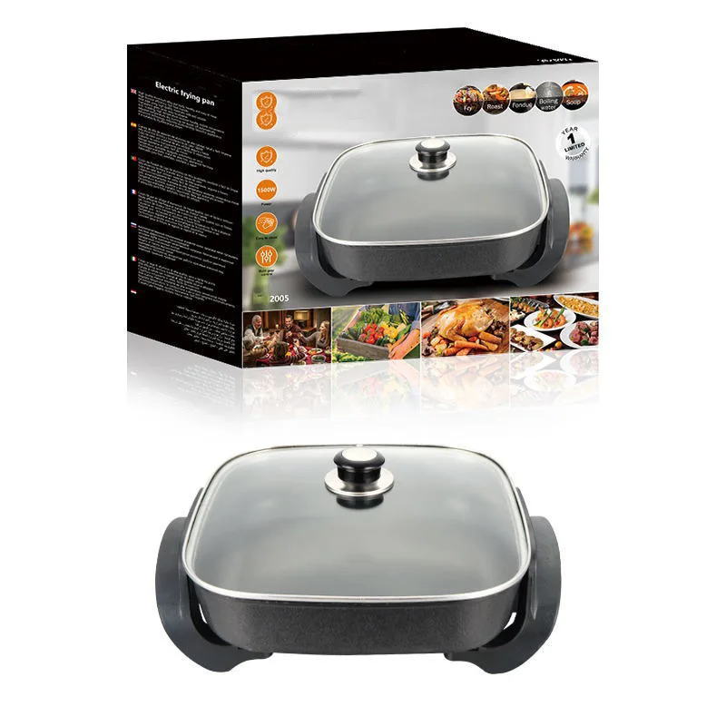 Household multi-functional electric hot pot cooking and frying in one square pot