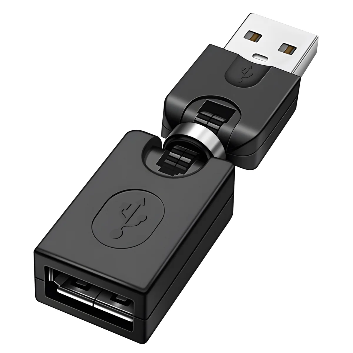 Черный адаптер USB 2.0 «папа» на USB «мама» с углом поворота на 360 градусов SQ