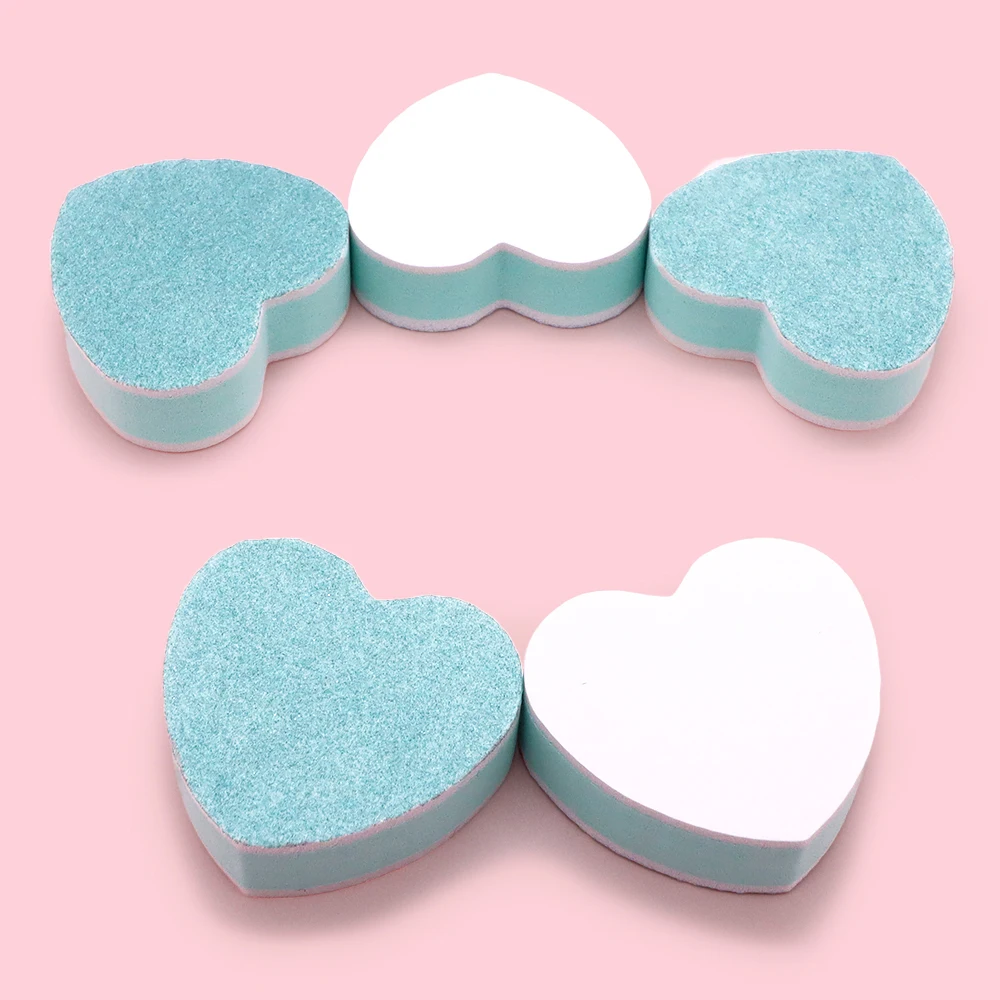 100Pcs Mini Heart Nail Files Buffer Block 300/4000 Grit Sandpaper Nails Polish File Manicure Supplies Nails Accessories And Tool