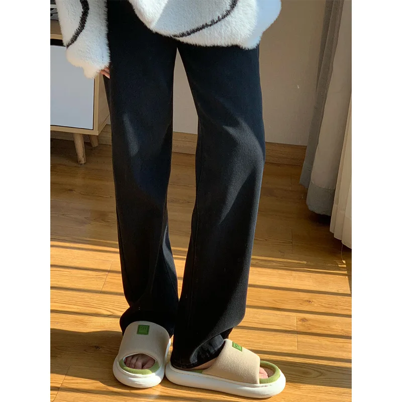 

Джинсы Bla с высокой талией на подкладке, женские осенне-зимние прямые брюки для похудения, широкие брюки, джинсовые джинсы с высокой талией