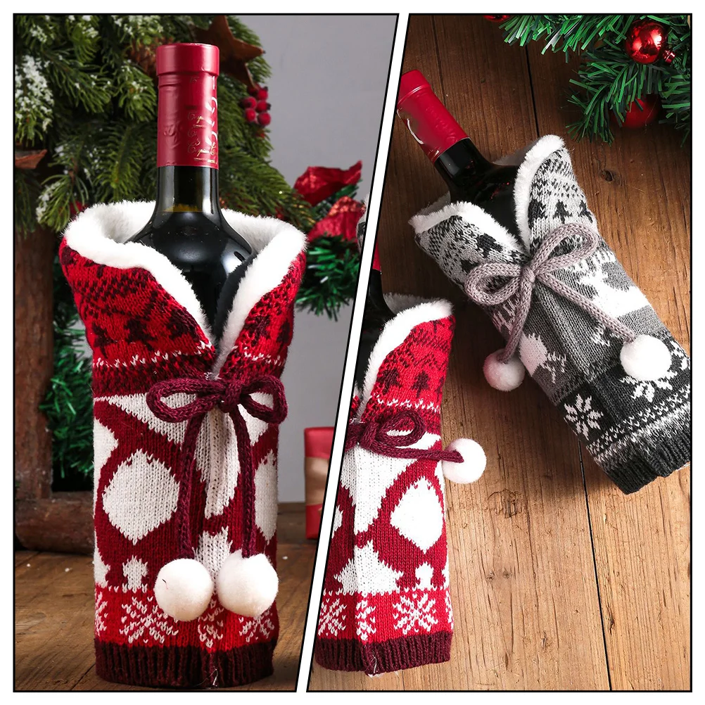 

2 Pcs Wine Bottle Cover Christmas Covers Decorative Decorations Festival Slippers