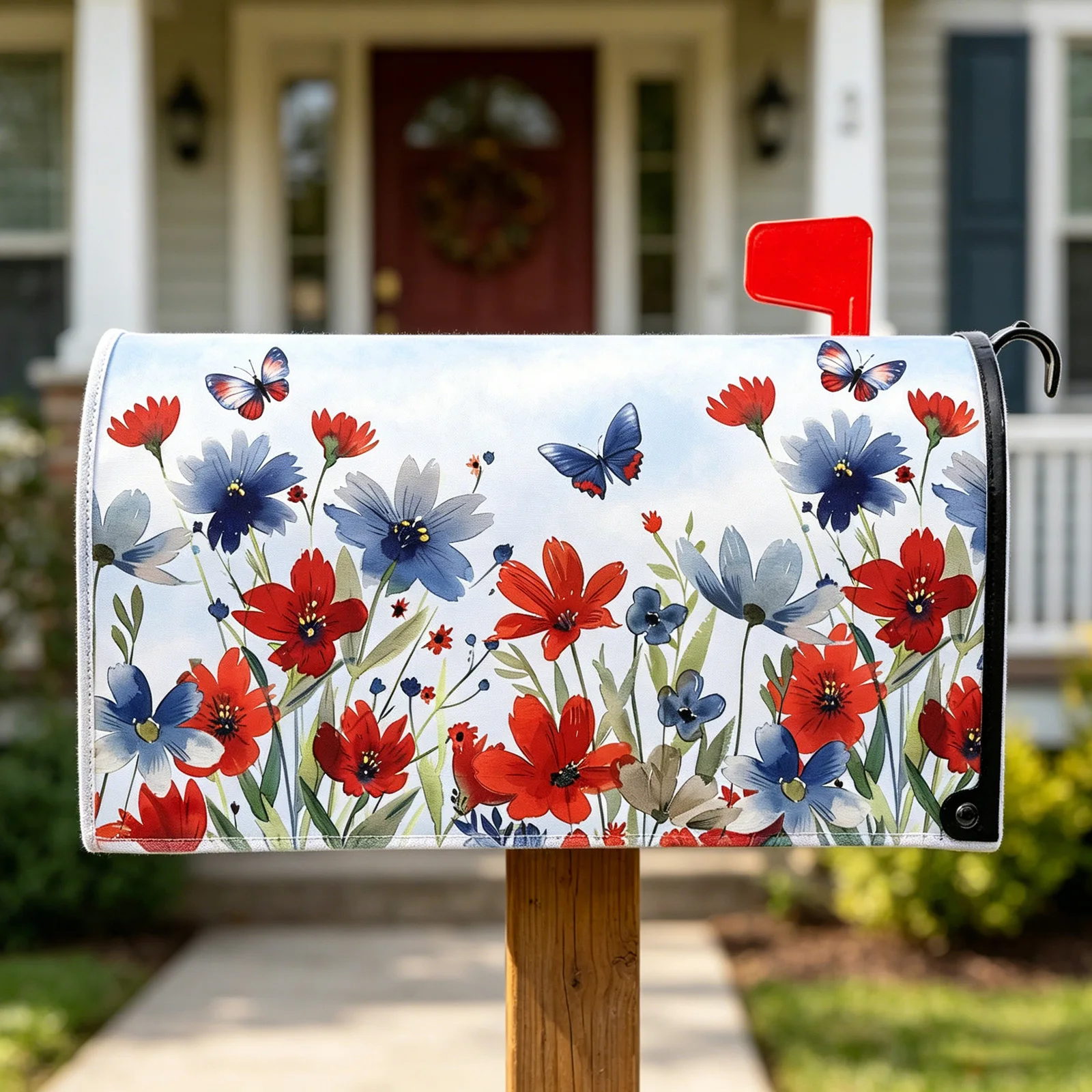 Magnetic Watercolor Cute Mailbox Wraps Lightweight Post Letter Box Cover UV Protection for Farmhouse Garden Yard Decor Holidays