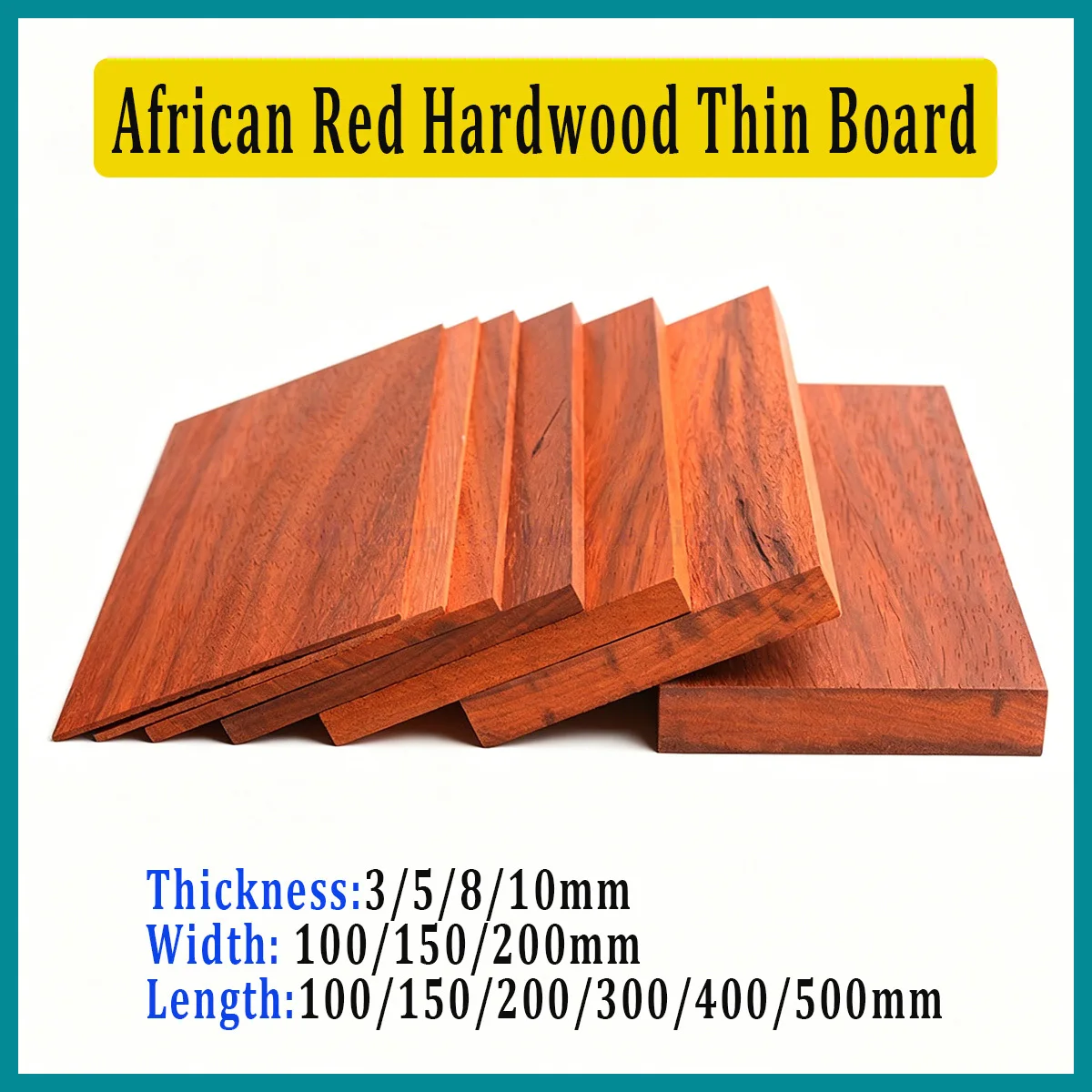 African Red Rosewood Thin Wood Board, Solid Red Wood Sheet, Handmade DIY Carving Craft Wooden Plate Box Making Raw Materials