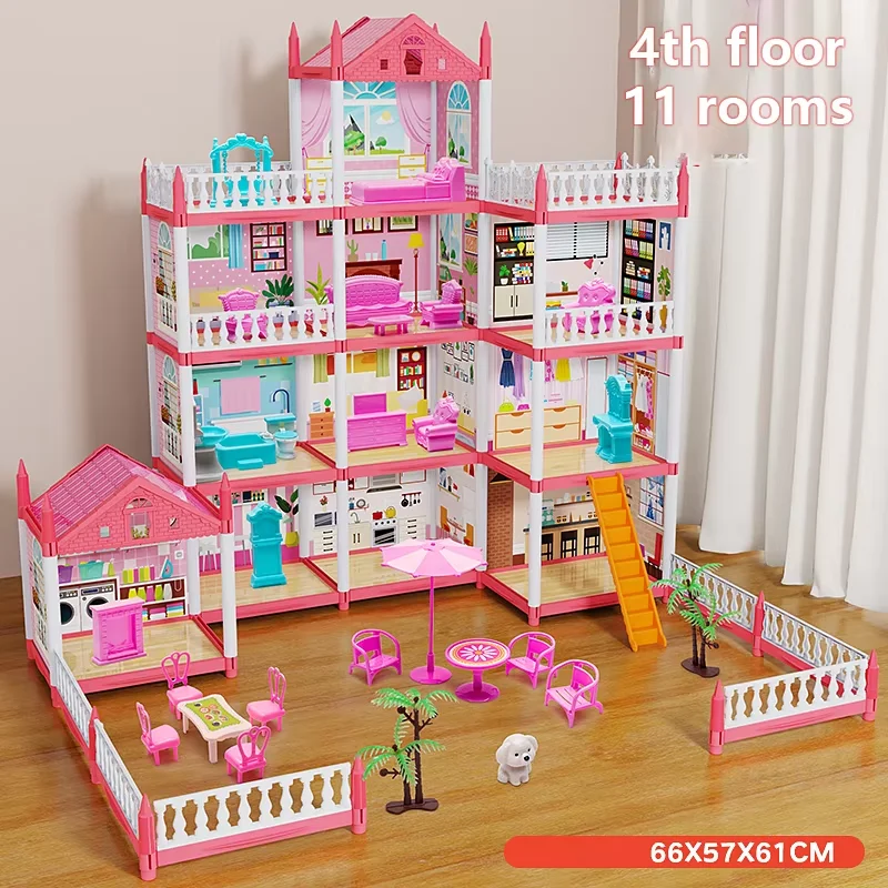 3D Assembly Diy Mini Toy House Accessories Villa Princess Castle Girl Birthday Gift Assembly Toy House