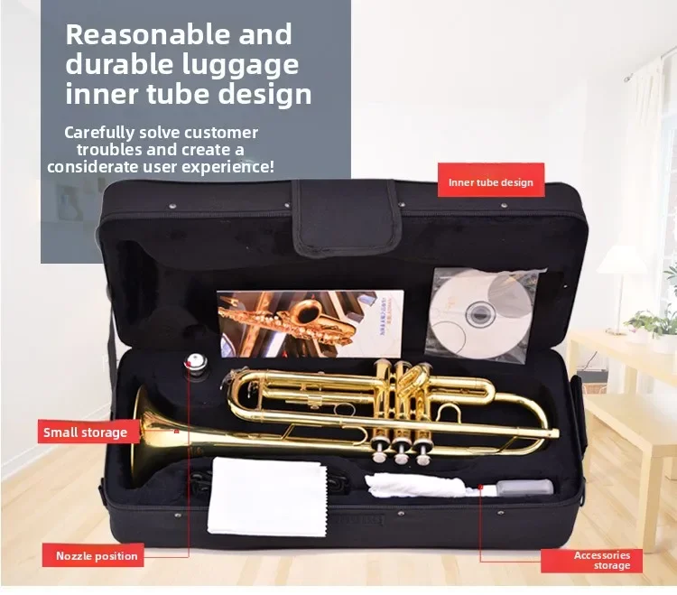 트럼펫 악기, B♭조 삼음 트럼펫, 초보자 연주 시험 밴드 교육용 서양 음악