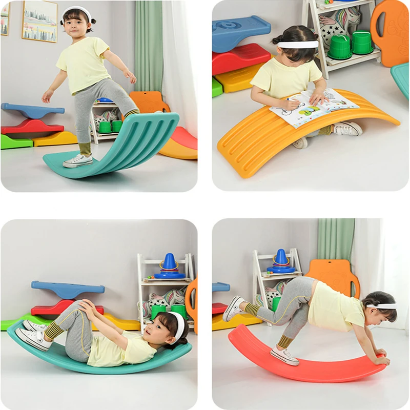 2022 Child Balance Board Seesaw Toy Indoor Curved Wobble Board Baby Double Outdoor Yoga Board Outdoor Toy Games For Kids