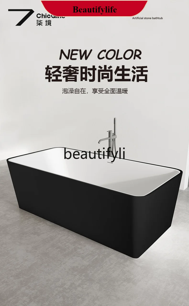 

F56 Artificial stone deep bubble household bathtub rectangular hotel engineering B & B bathtub