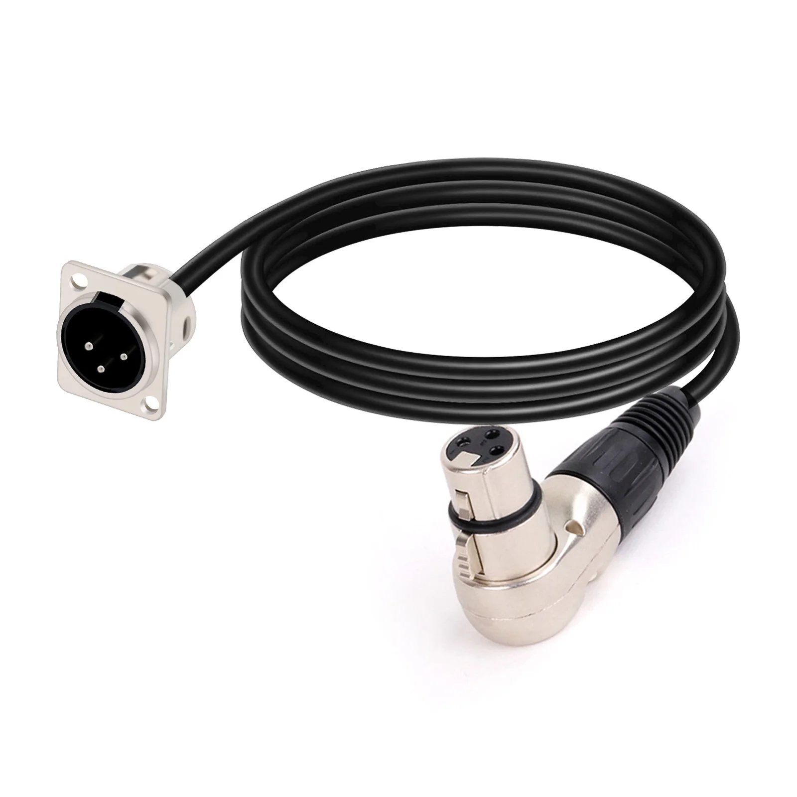 Right Angle 3Pin XLR Plug Connector Audio Cable to 3Pin XLR Panel Mount Chassis Socket Extender Audio Cable Compatible with MIC