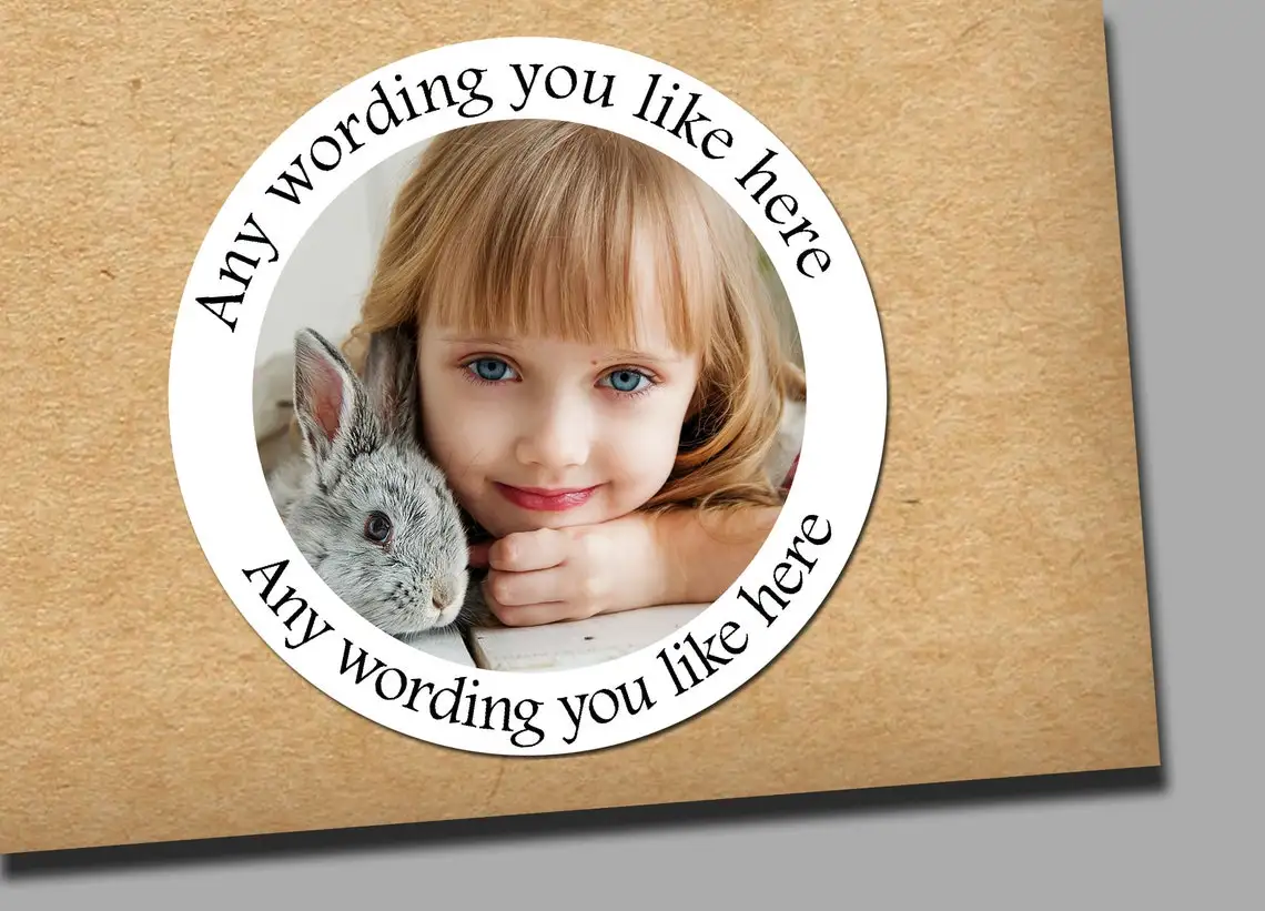 Personalised Photo Labels - Custom Photo Stickers Children/People/Pets - Ideal for Hen / Birthday / School / Party / Christening